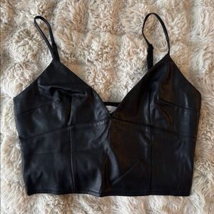 Express Black Leather Crop Top